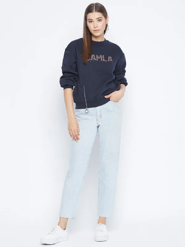 Camla Women Navy Sweat-Shirt