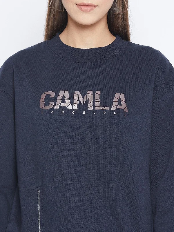 Camla Women Navy Sweat-Shirt