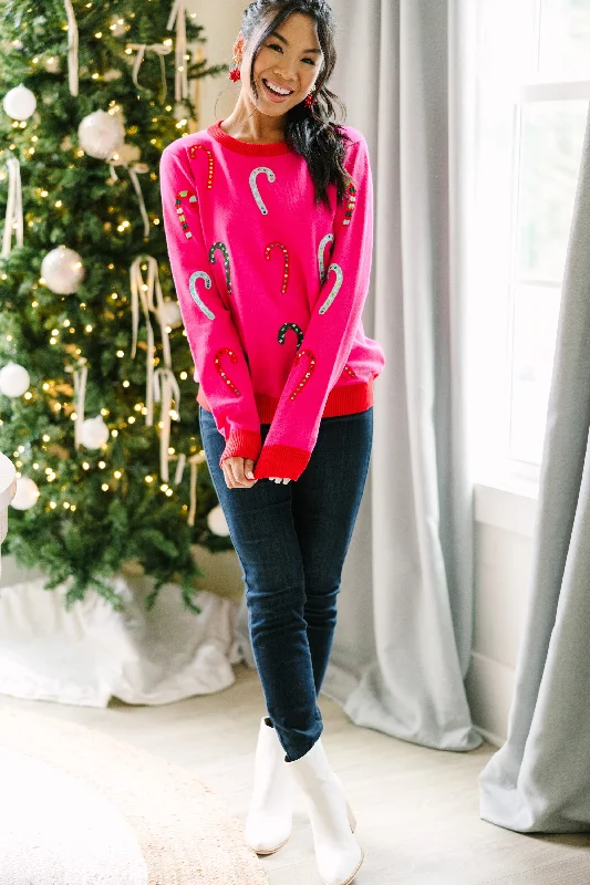 Candy Cane Craze Hot Pink Sweater