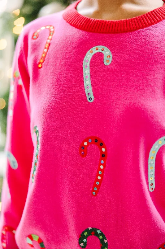 Candy Cane Craze Hot Pink Sweater