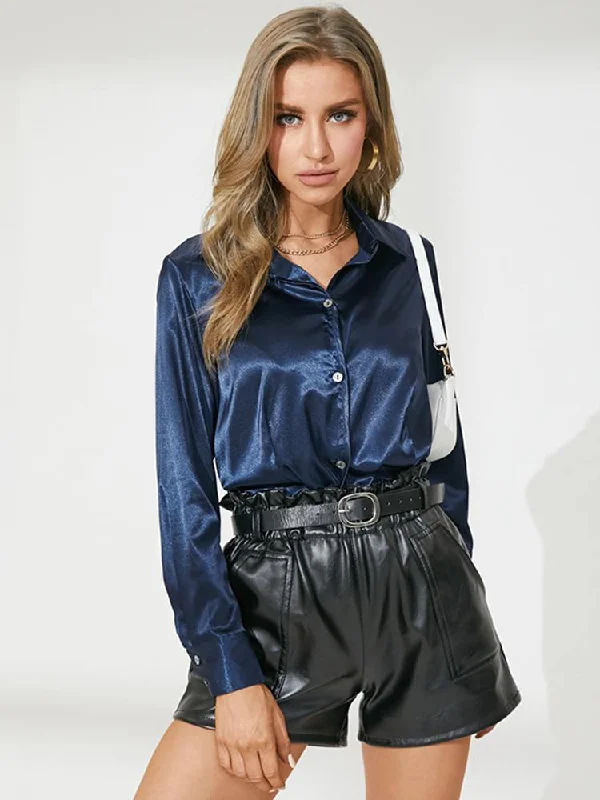 FashionSierra - Office Lady Fashion Satin Blouse