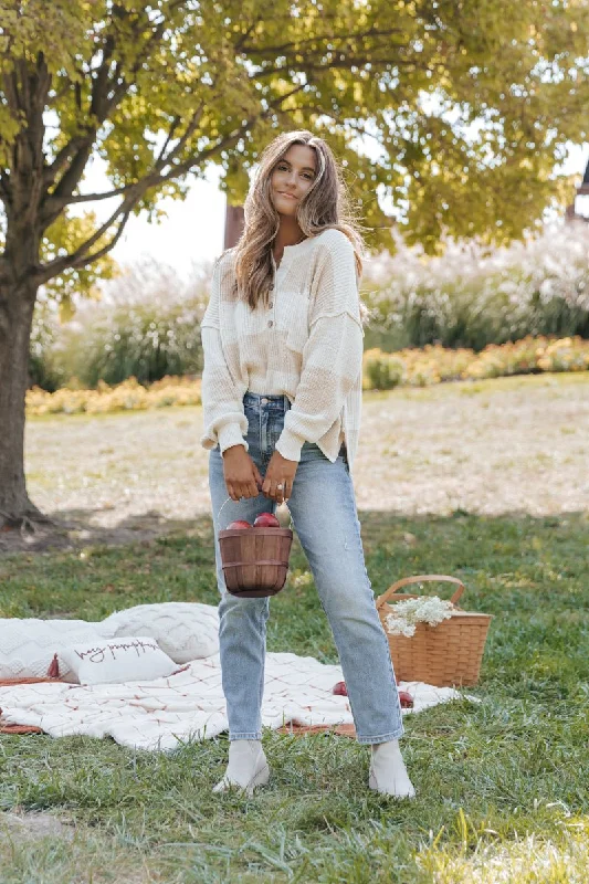 Cream Combo Striped Sweater