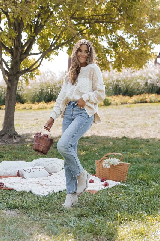 Cream Combo Striped Sweater