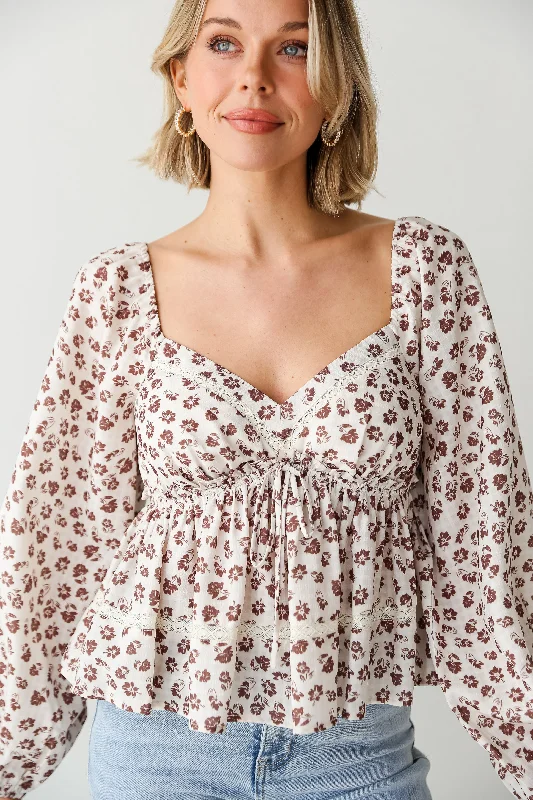 FINAL SALE - Darling Crush Cream Floral Babydoll Blouse