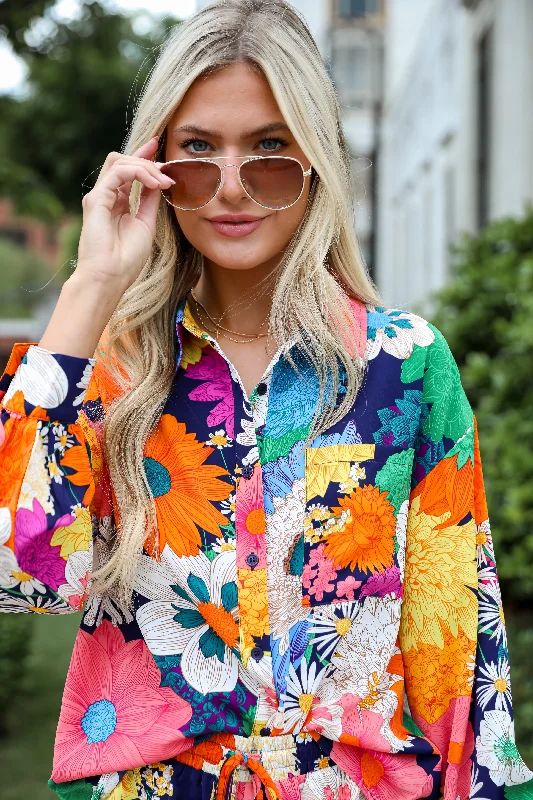 Dreamy Effect Navy Floral Blouse