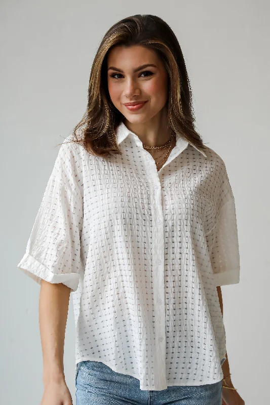 FINAL SALE - Essence Of Elegance White Button-Up Blouse