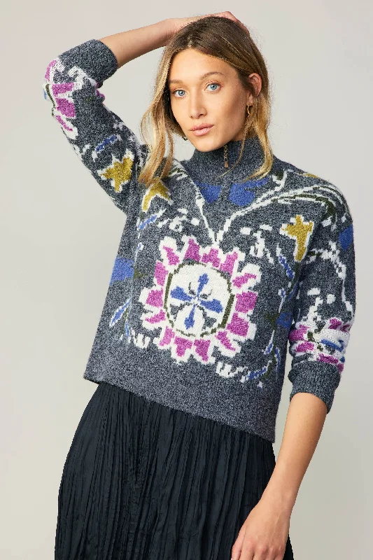 Jacquard Zip Sweater