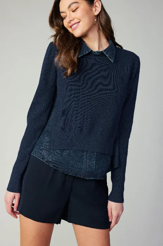 Denim Layered Sweater Top