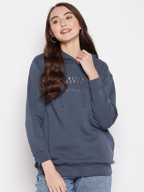 MADAME Printed Drawstring Hooded Sweatshirt