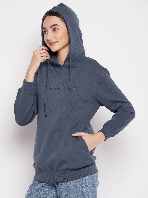 MADAME Printed Drawstring Hooded Sweatshirt