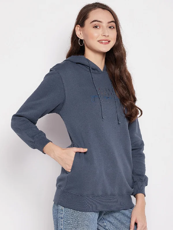 MADAME Printed Drawstring Hooded Sweatshirt