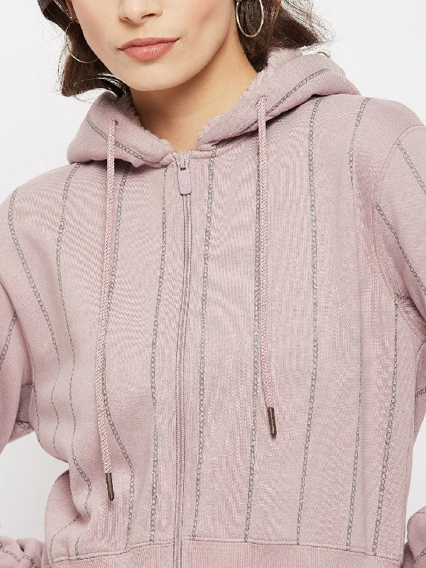 Madame Striped Mauve Hooded Sweatshirt