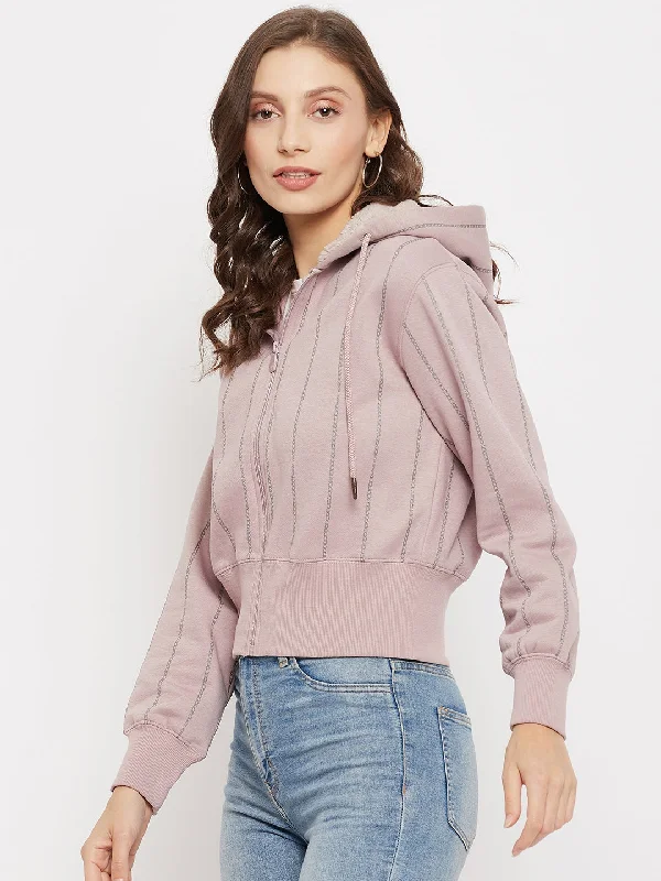 Madame Striped Mauve Hooded Sweatshirt