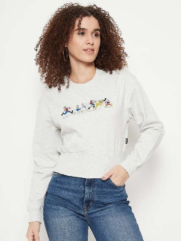 Madame Disney Printed Ecru Sweat-Shirt