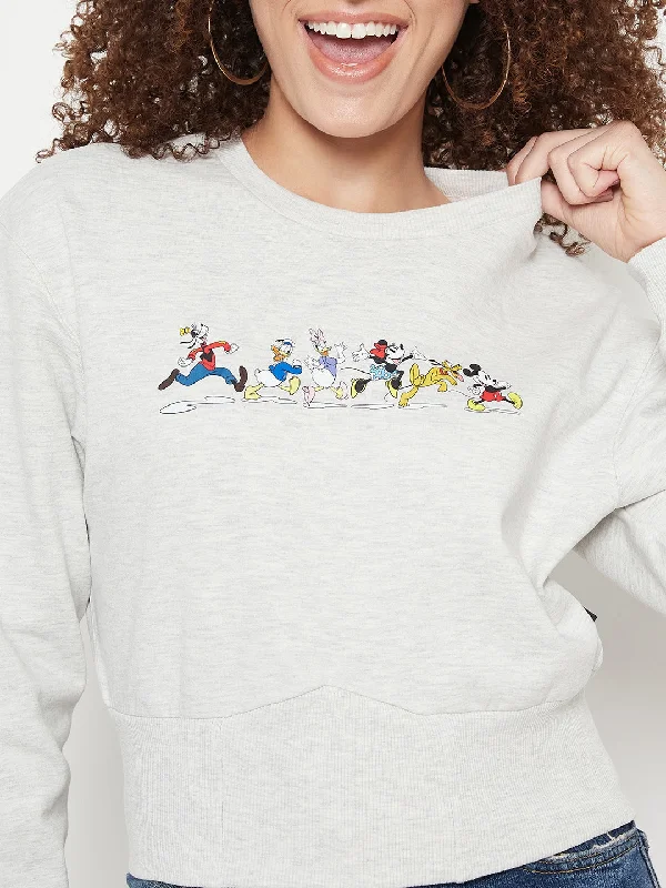 Madame Disney Printed Ecru Sweat-Shirt