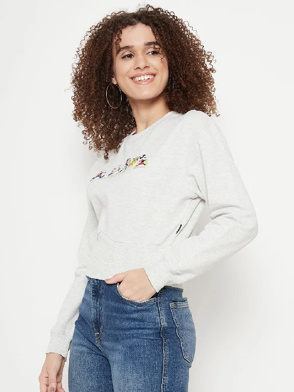 Madame Disney Printed Ecru Sweat-Shirt