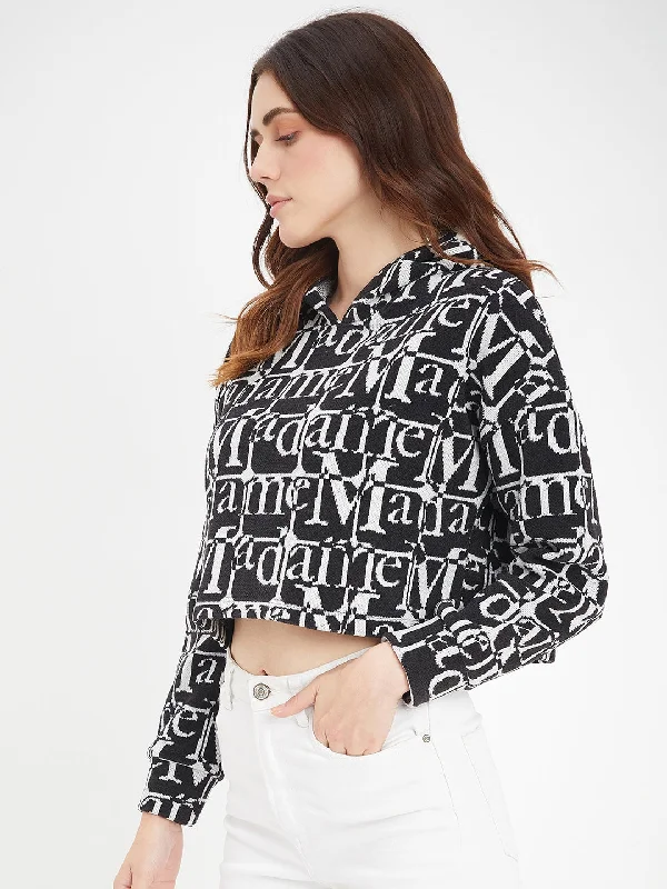 Madame Printed Black Sweatshirt