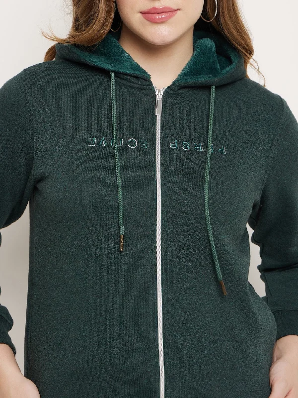 Madame Bottle Green Hood Neck Sweatshirt