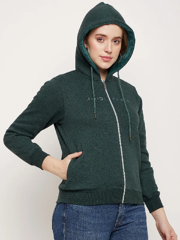 Madame Bottle Green Hood Neck Sweatshirt