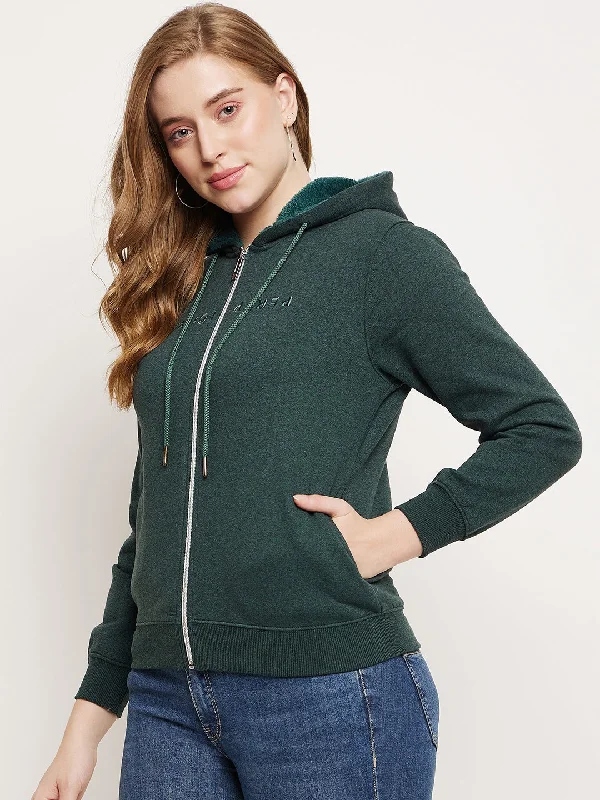 Madame Bottle Green Hood Neck Sweatshirt