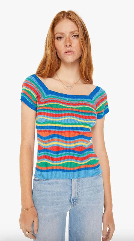 Mother Denim Squared Top Multi Stripe