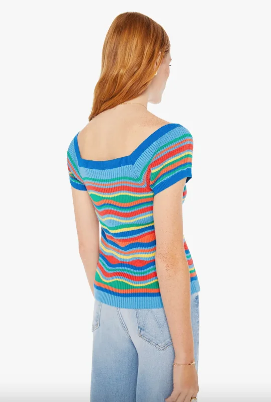 Mother Denim Squared Top Multi Stripe