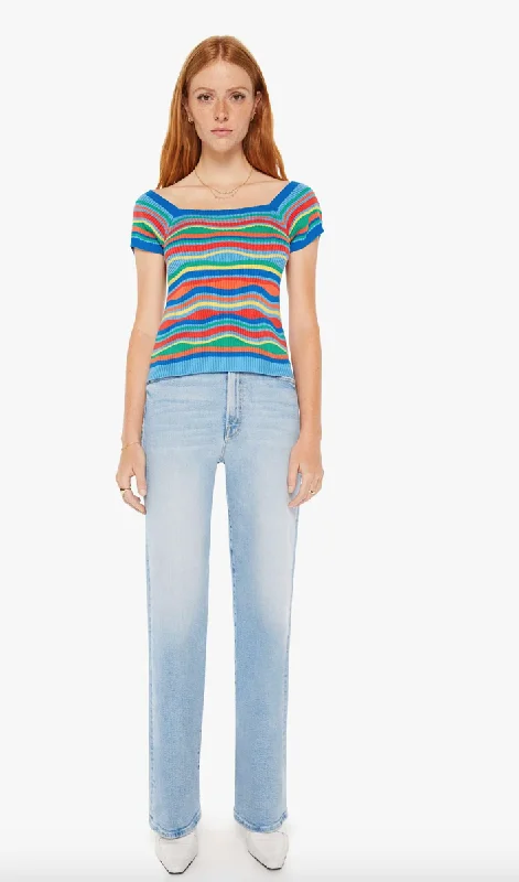 Mother Denim Squared Top Multi Stripe