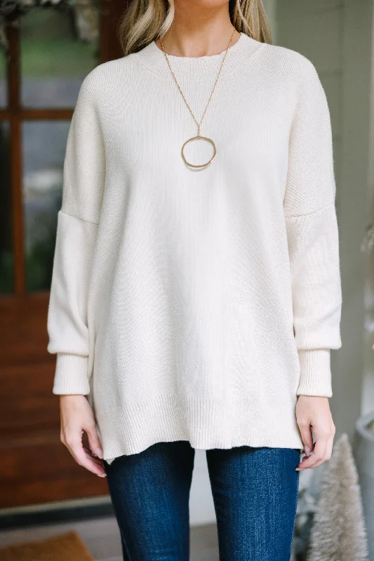 Perfectly You Cream White Mock Neck Sweater