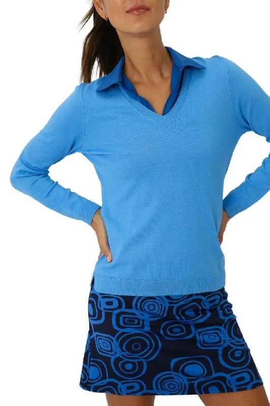 Sky Blue Stretch V-Neck Sweater