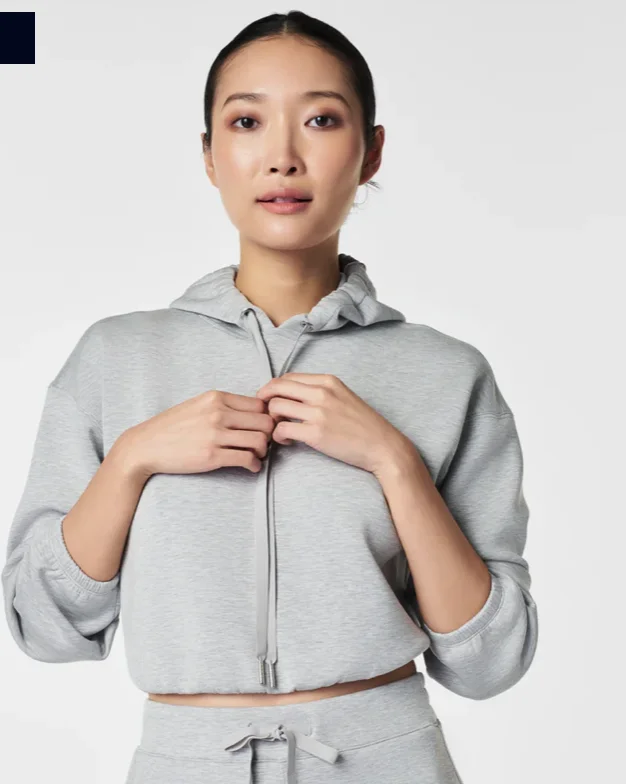 Spanx Airessential Full Zip Hoodie Light Grey