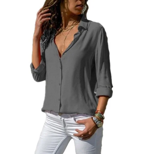 FashionSierra - Casual Long Sleeve Elegant Shirt