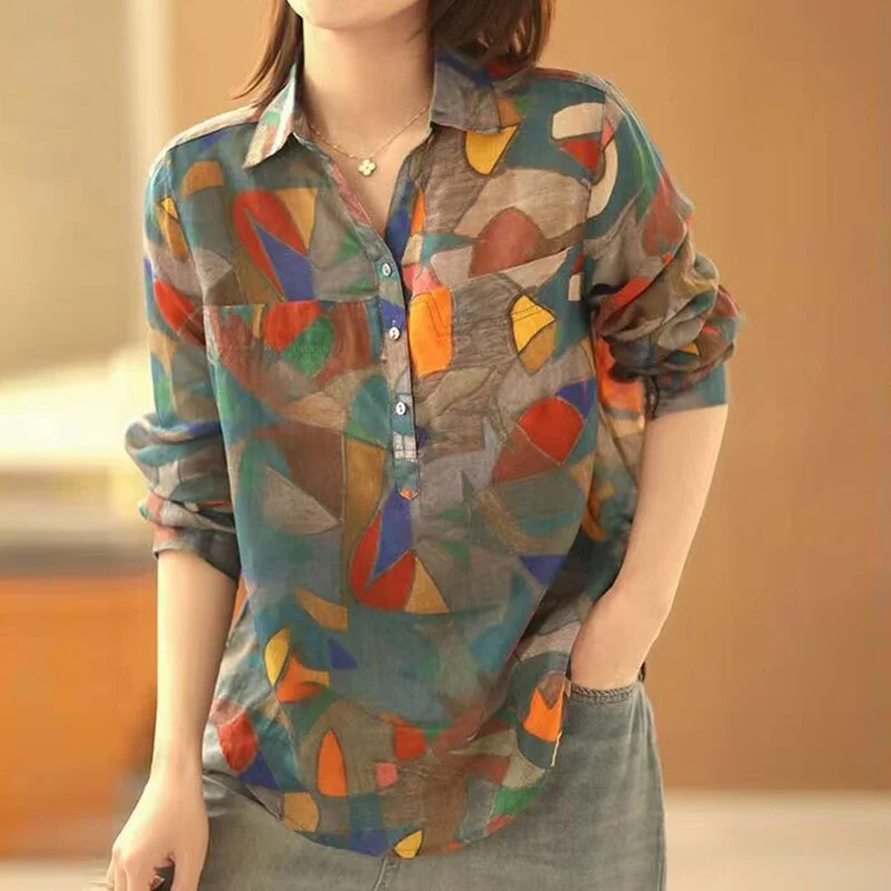 FashionSierra - Ethnic Vintage Style Print Casual Blouses