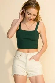 Wide Strap Crop Sweater Top