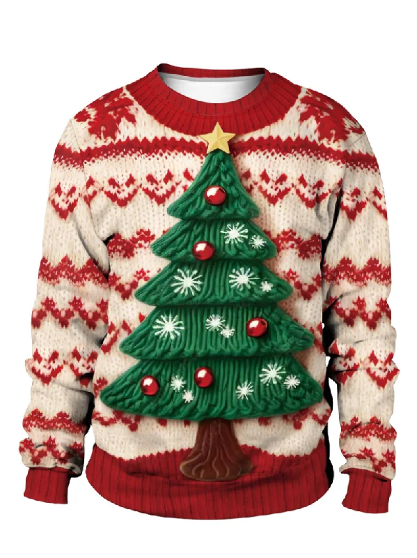 Women's  Stylish Snowman Christmas Tree Printing Sweater