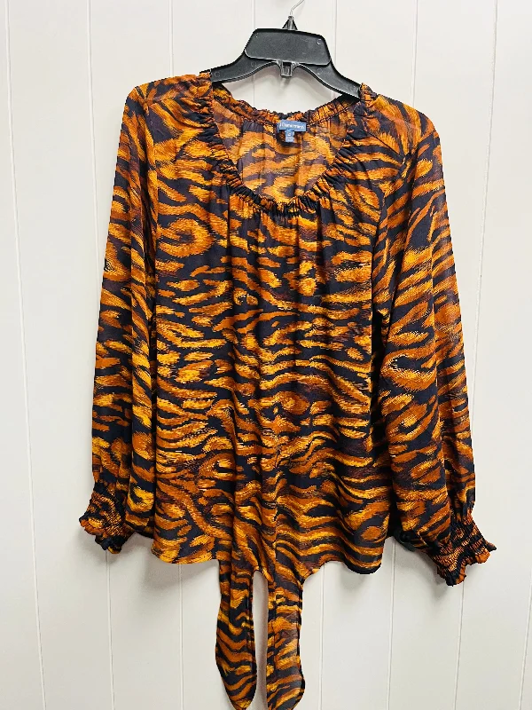 Animal Print Blouse Long Sleeve Democracy, Size 1x