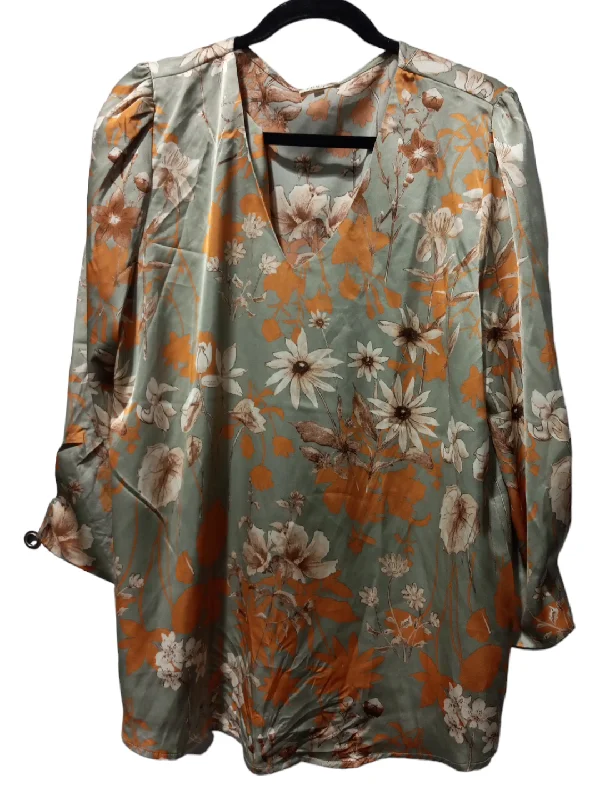 Floral Print Blouse Long Sleeve Jodifl, Size L