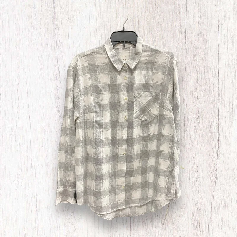 Plaid Blouse Long Sleeve A New Day, Size M