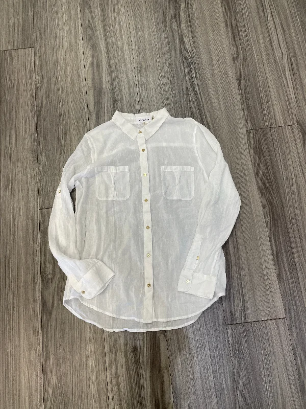 White Blouse Long Sleeve Calvin Klein, Size M