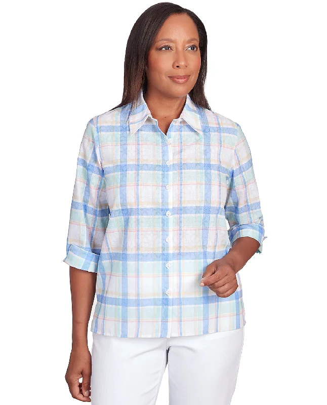 Alfred Dunner Cool Plaid Woven Top