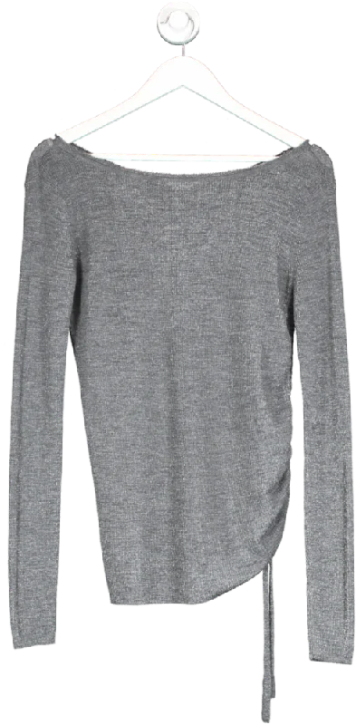 All Saints Grey Vana Crew Neck Top UK M