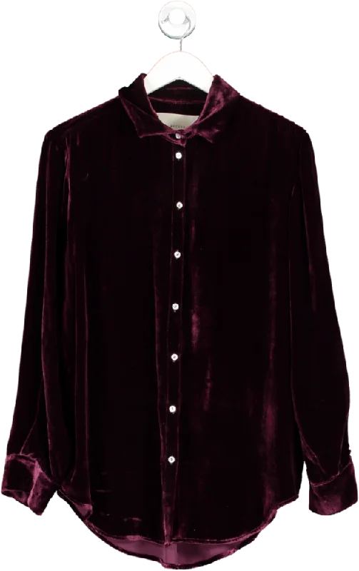 Asceno Purple London Velvet Pajama Top UK S