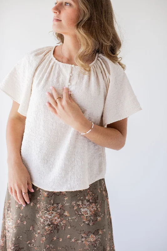 'Aviva' Textured Woven Top in Cream