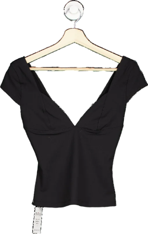 Bardot Black Deep V-neck Top UK 8