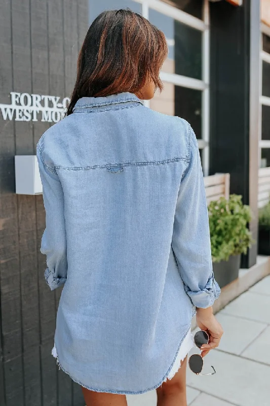 Button Down Light Wash Chambray Top