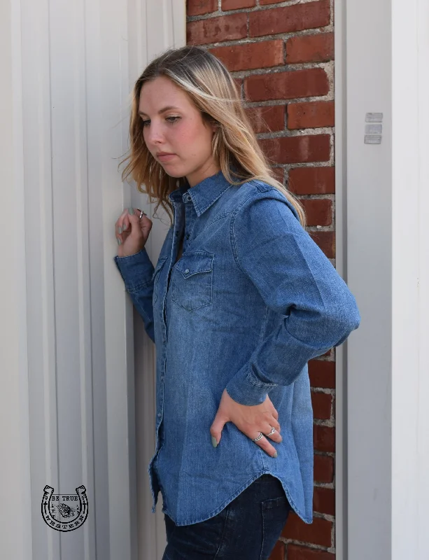 The Chambray Denim Button Up Top by Cruel Girl