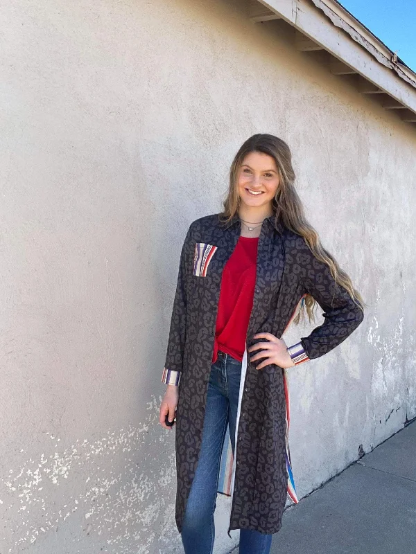 Crazy Train Havasu Falls Serape and Leopard Button Up Duster