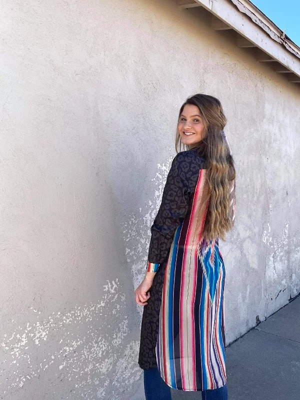 Crazy Train Havasu Falls Serape and Leopard Button Up Duster