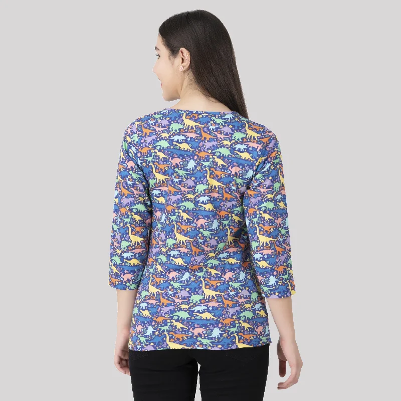 Dinosaurs & Fossils Split Neck Tunic Top [FINAL SALE]