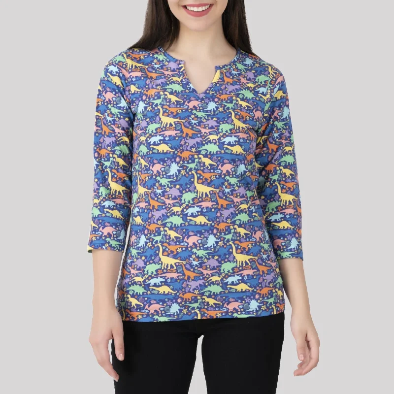 Dinosaurs & Fossils Split Neck Tunic Top [FINAL SALE]