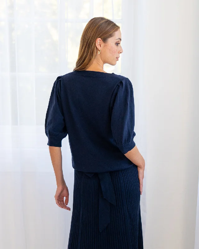 Evita Short Sleeve Knit - Navy